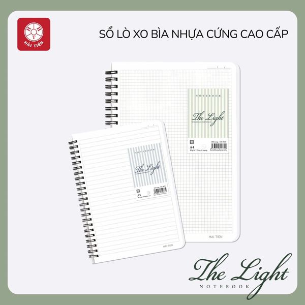 Sổ lò xo Hải Tiến bìa nhựa Caro giấy vàng The Light B5 200 trang DL80gsm 9899 (50)