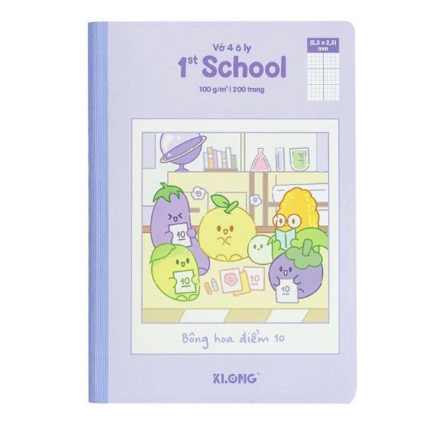 Vở 4 oly dán gáy Klong 1st School Fruity DL100gsm