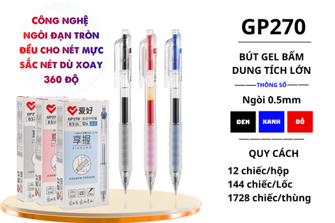 Bút gel AIHAO ngòi 0.5mm GP270 (đen,đỏ) ( Bộ 80 cây) Chính Hãng - Có Tại Hiệu Sách Mai