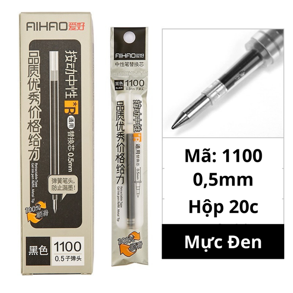 Ruột bút gel Aihao ngòi 0.5mm 1100 Chính Hãng - Có Tại Hiệu Sách Mai