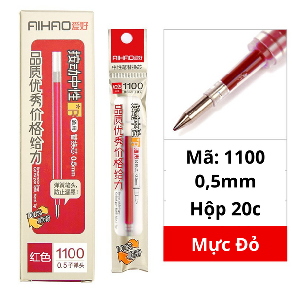 Ruột bút gel Aihao ngòi 0.5mm 1100 Chính Hãng - Có Tại Hiệu Sách Mai