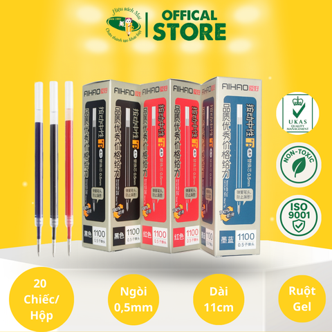 Ruột bút gel Aihao ngòi 0.5mm 1100 Chính Hãng - Có Tại Hiệu Sách Mai