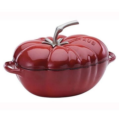Nồi gang Staub 25cm 2.5L hình cà chua - Màu đỏ mận