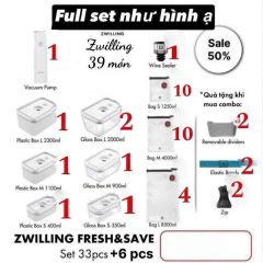 Bộ hút chân không Zwilling 39 món kèm máy hút chân không