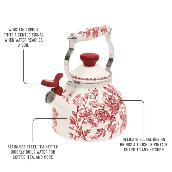 Ấm đun bếp từ The Pioneer Woman Agatha Enamel 1.9 lít