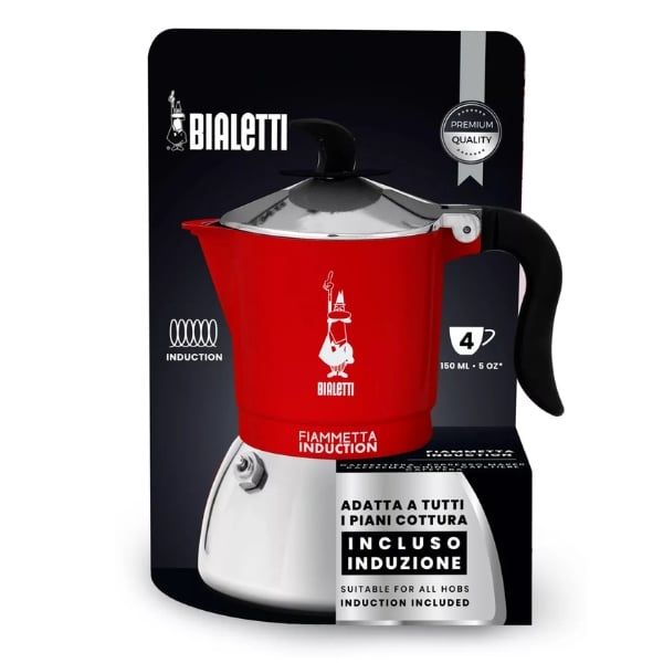 Ấm pha cà phê Bialetti Fiammetta Induction 4 cốc màu đỏ
