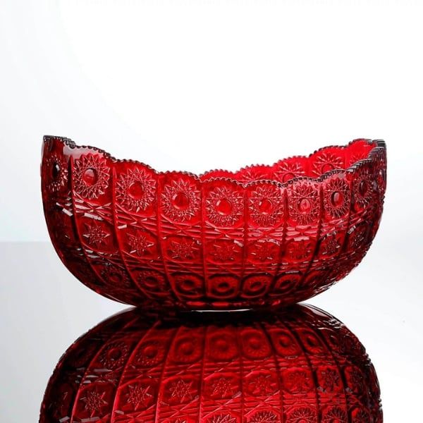 Âu thuyền pha lê mài Glass Ware M57 - Màu đỏ/ trong suốt