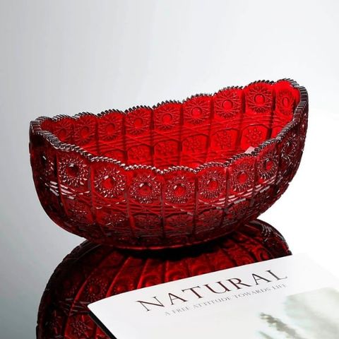 Âu thuyền pha lê mài Glass Ware M57 - Màu đỏ/ trong suốt