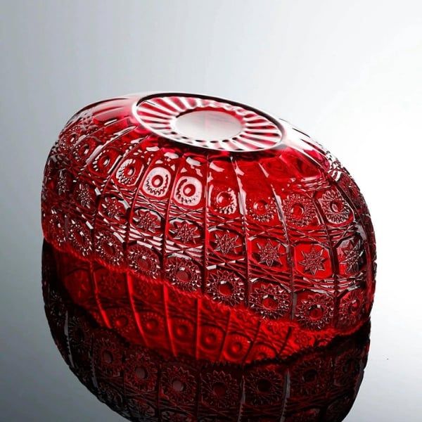 Âu thuyền pha lê mài Glass Ware M57 - Màu đỏ/ trong suốt