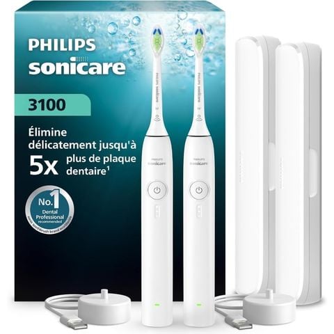 Set 2 bàn chải điện Philips Sonicare 3100 HX4072/41 - Màu trắng