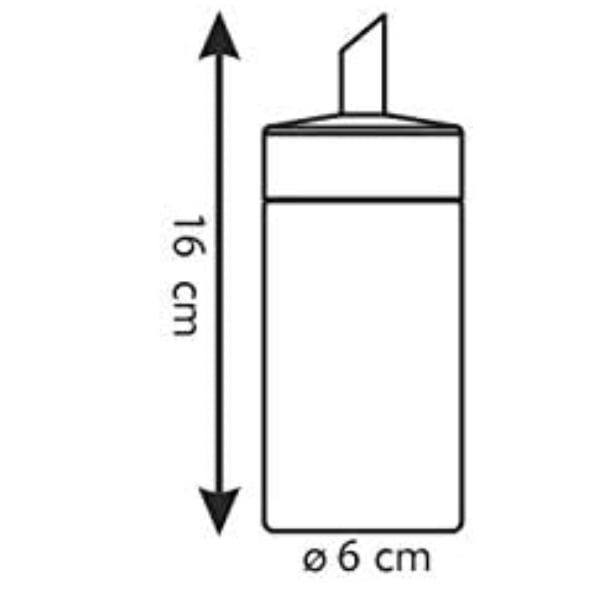 Hình minh họa kích thước bình đựng Tescoma Club 225ml, cao 16 cm, đường kính 6 cm.
