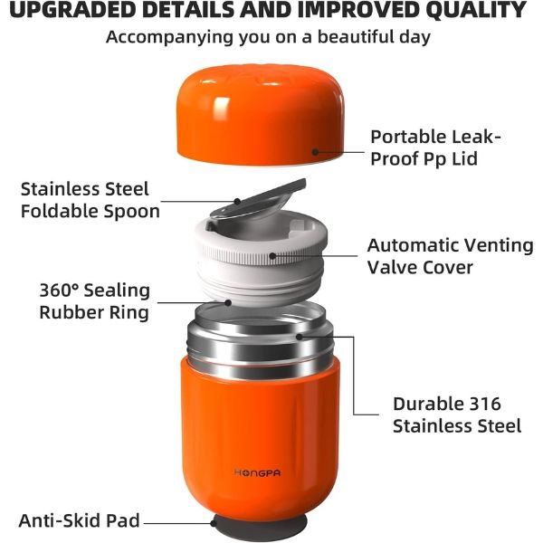 Bình giữ nhiệt đựng thực phẩm Hongpa 500ml – màu trắng