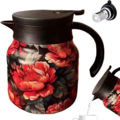  Bình giữ nhiệt kèm lõi lọc trà inox 316 800ml hoa mẫu đơn đỏ 