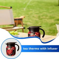  Bình giữ nhiệt kèm lõi lọc trà inox 316 800ml hoa mẫu đơn đỏ 