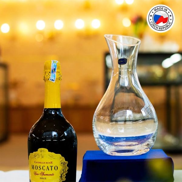 Bình thở rượu vang pha lê Bohemia Crystalex 1250ml 31527 miệng vát