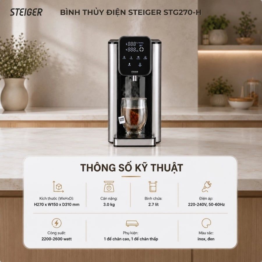 Bình thủy điện Steiger STG270-H 2.7L
