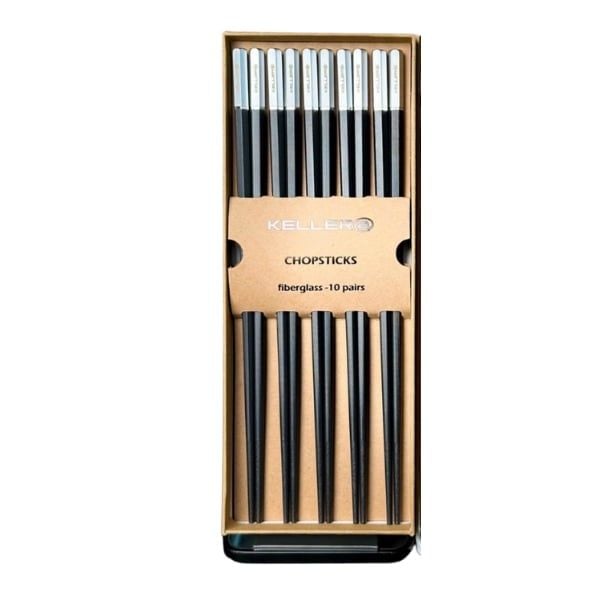 Bộ 10 đôi đũa sợi thủy tinh Keller - Màu Đen/Đỏ/Trắng