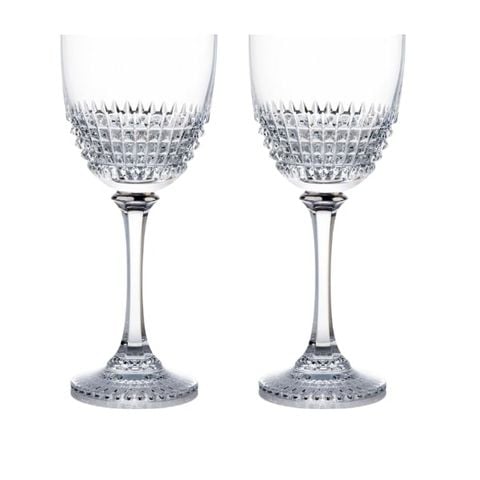 Bộ 2 Ly bầu Rogaska Goblet Diamond 310ml cho vang đỏ