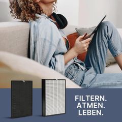  Bộ 2 màng lọc Comedes PT94062BU1 (Hepa và than hoạt tính) dùng máy lọc không khí Philips AC3256/10, AC3259/10 và AC4550/10 