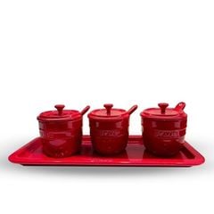  Bộ 3 hũ gia vị Staub 200ml kèm khay thìa 