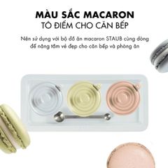  Bộ 3 hũ sứ macaron Staub có nắp 200ml kèm khay thìa đựng gia vị 