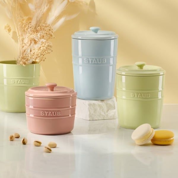 Bộ 3 hũ sứ Staub Pastel có nắp - 500ml/800ml/1000ml