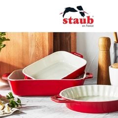  Bộ 3 khay nướng Staub - Màu Đỏ 