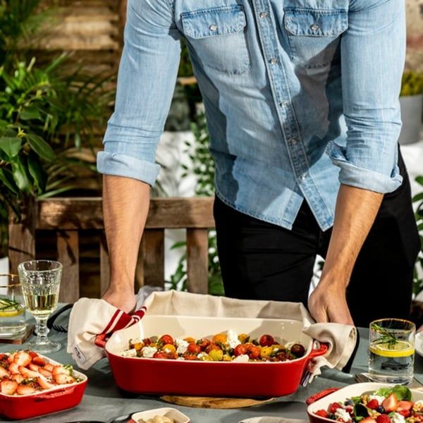 Bộ 3 khay nướng Staub - Màu Đỏ hình chữ nhật