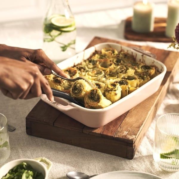 Bộ 3 khay nướng Staub màu hồng hình chữ nhật