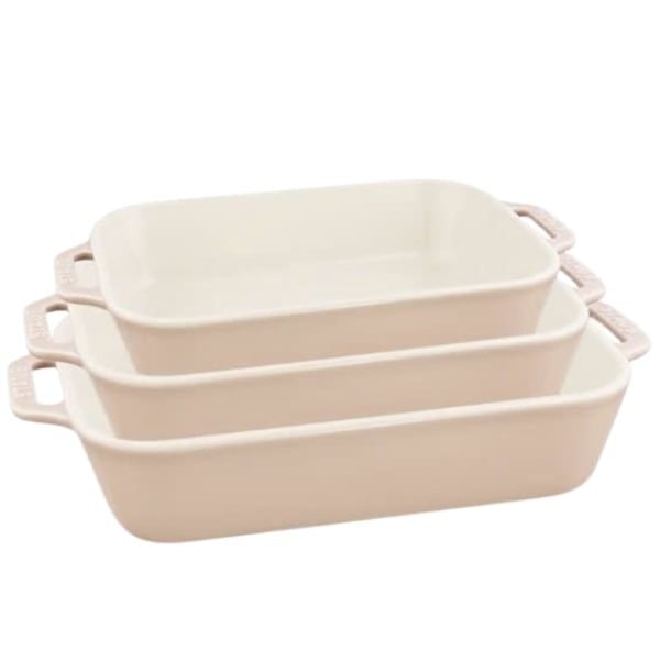 Bộ 3 khay nướng Staub màu hồng hình chữ nhật