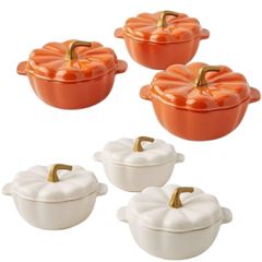  Bộ 3 nồi bí ngô Cocotte mini The Pioneer Woman 12.3cm 400ml - Màu Trắng/ Cam 