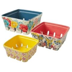  Bộ 3 rổ sứ The Pioneer Woman Fancy Flourish họa tiết hoa 