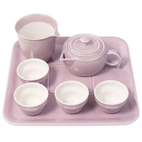 Bộ ấm chén trà Staub kèm khay màu tím 7 món