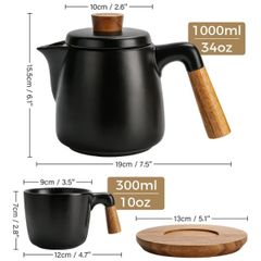  Bộ ấm trà sứ quai gỗ Miamio 
