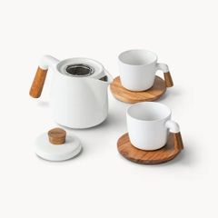  Bộ ấm trà sứ quai gỗ Miamio 