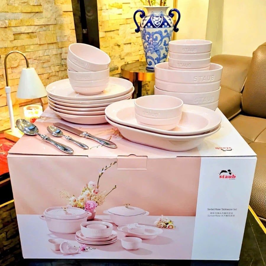 Bộ bát đĩa Staub 16 món - Màu Hồng