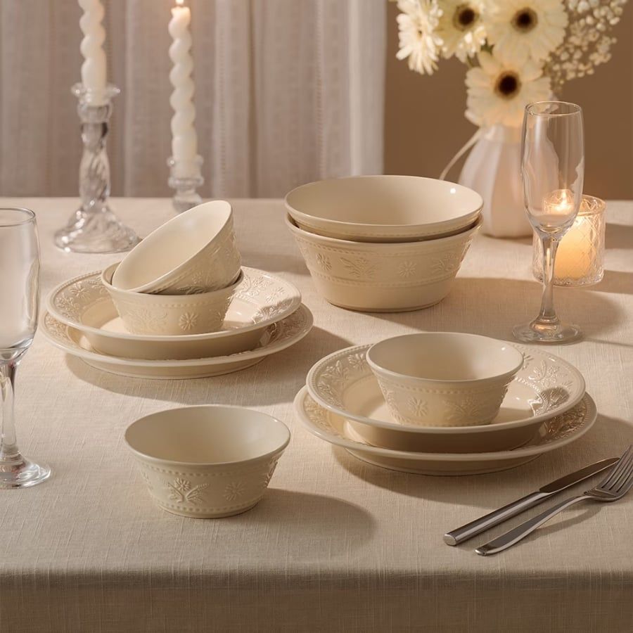 Bộ bát đĩa Staub Margaret 10 món họa tiết hoa Daisy dập nổi