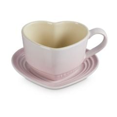  Bộ cốc kèm đĩa Le Creuset 220ml hình trái tim - Màu hồng/Đỏ 