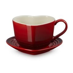  Bộ cốc kèm đĩa Le Creuset 220ml hình trái tim - Màu hồng/Đỏ 