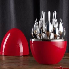  Bộ đồ ăn 24 món quả trứng vỏ inox màu đỏ 3.5kg 