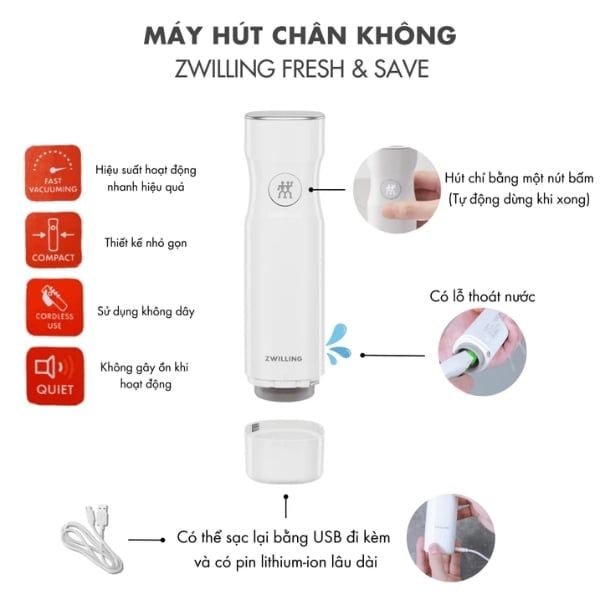 Bộ hút chân không Zwilling 27 món kèm máy hút chân không