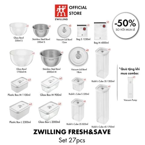 Bộ hút chân không Zwilling 27 món kèm máy hút chân không