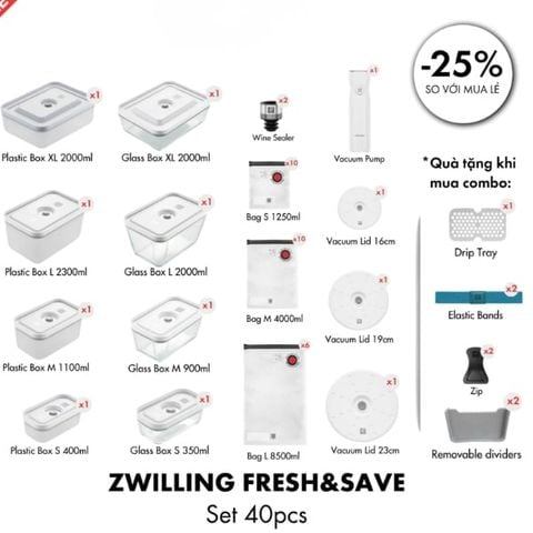 Bộ hút chân không Zwilling 40 món kèm máy hút chân không