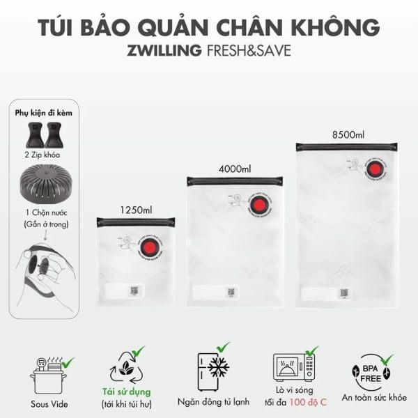 Bộ hút chân không Zwilling 27 món kèm máy hút chân không