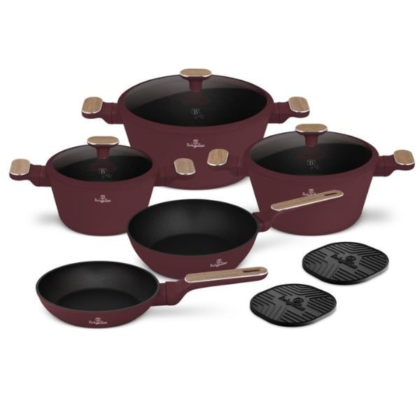 Bộ nồi Berlinger Haus BH/8305 màu đỏ - Leonardo collection 10 chi tiết