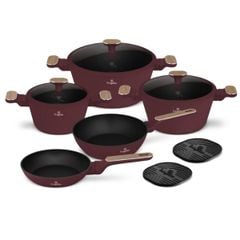  Bộ nồi Berlinger Haus BH/8305 màu đỏ - Leonardo collection 10 chi tiết chống dính Titan Pro 