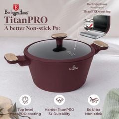  Bộ nồi Berlinger Haus BH/8305 màu đỏ - Leonardo collection 10 chi tiết chống dính Titan Pro 