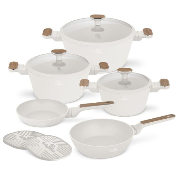 Bộ nồi Berlinger Haus 10 chi tiết BH/8324 màu kem chống dính Titan Pro