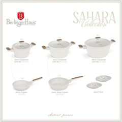  Bộ nồi Berlinger Haus BH/8324 màu kem 10 chi tiết - Sahara Nordic chống dính Titan Pro 