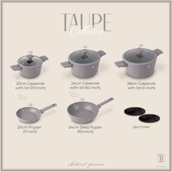 Bộ nồi Berlinger Haus BH-8343 Taupe Nordic 10 chi tiết